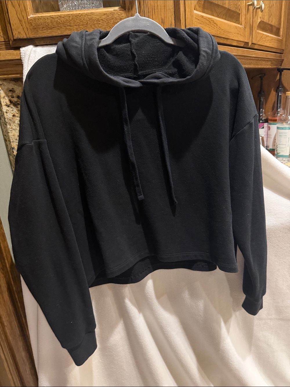 Victoria's Secret Black Cropped Pullover Hoodie